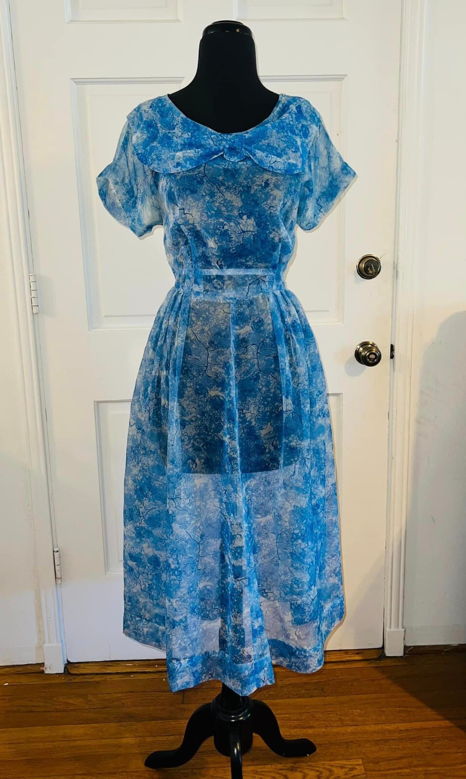 1950’s Blue Watercolor Print in Gossamer Fabric XL