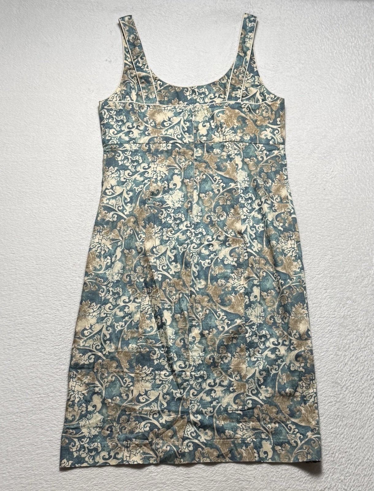 Peruvian Connection Paisley Tapestry Dress Women’s 8 Teal Blue & Tan Pima Cotton