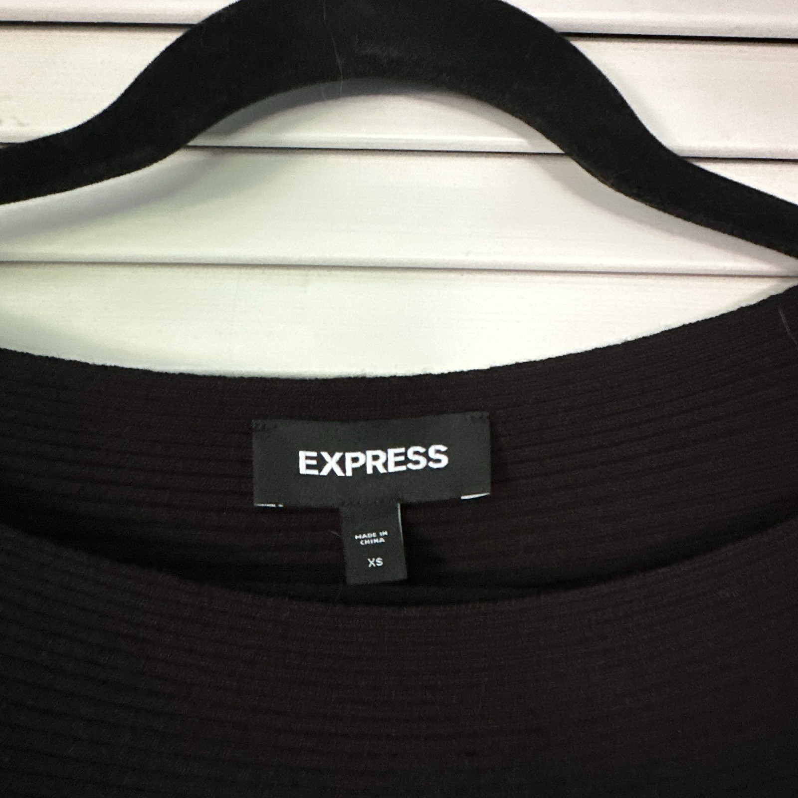 Express Black Solid Round Neck Long Sleeve Bodycon Midi Sweater Dress Size XS