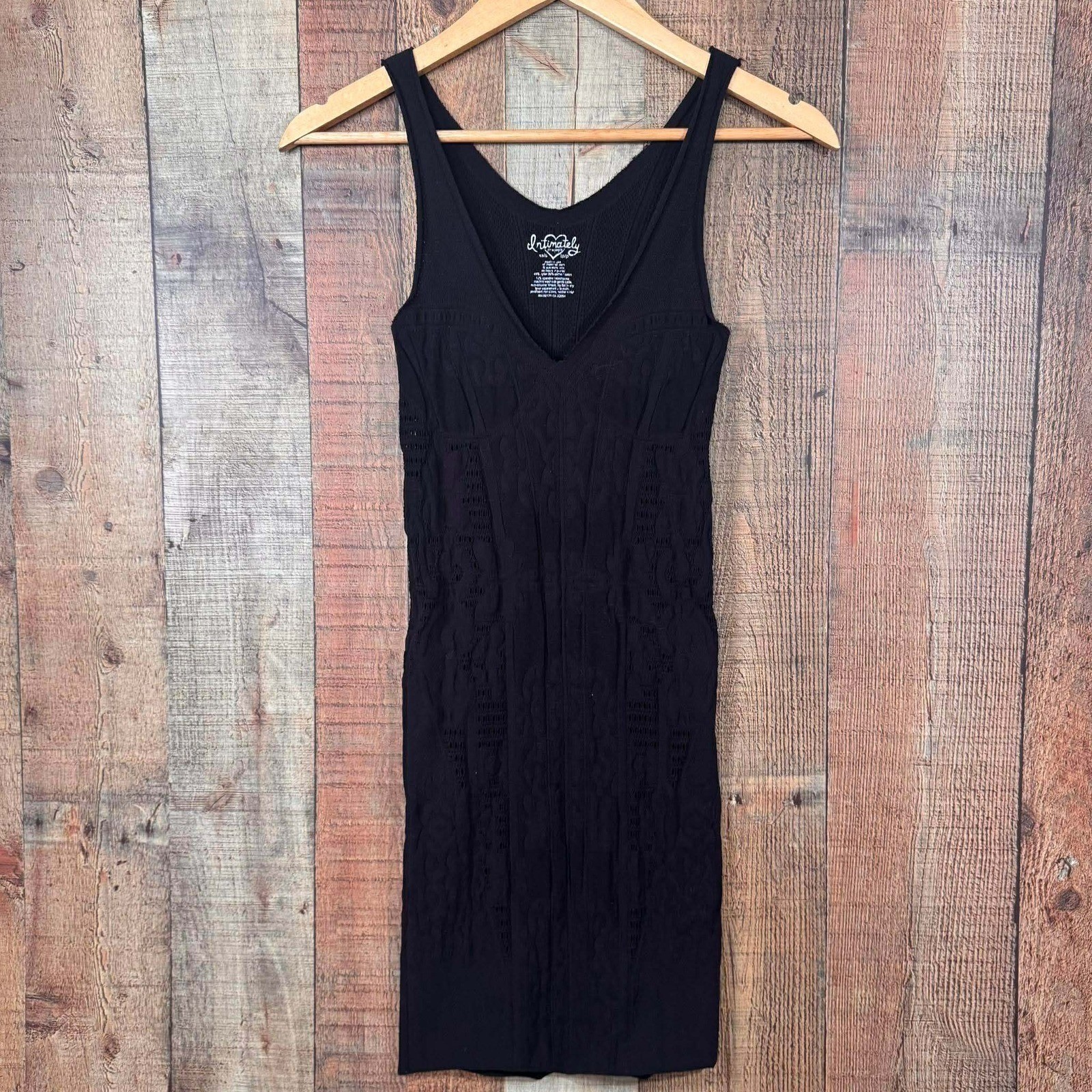 Intimately Free People Bella Coach Seamless Bodycon Dress Black XS Small Goth