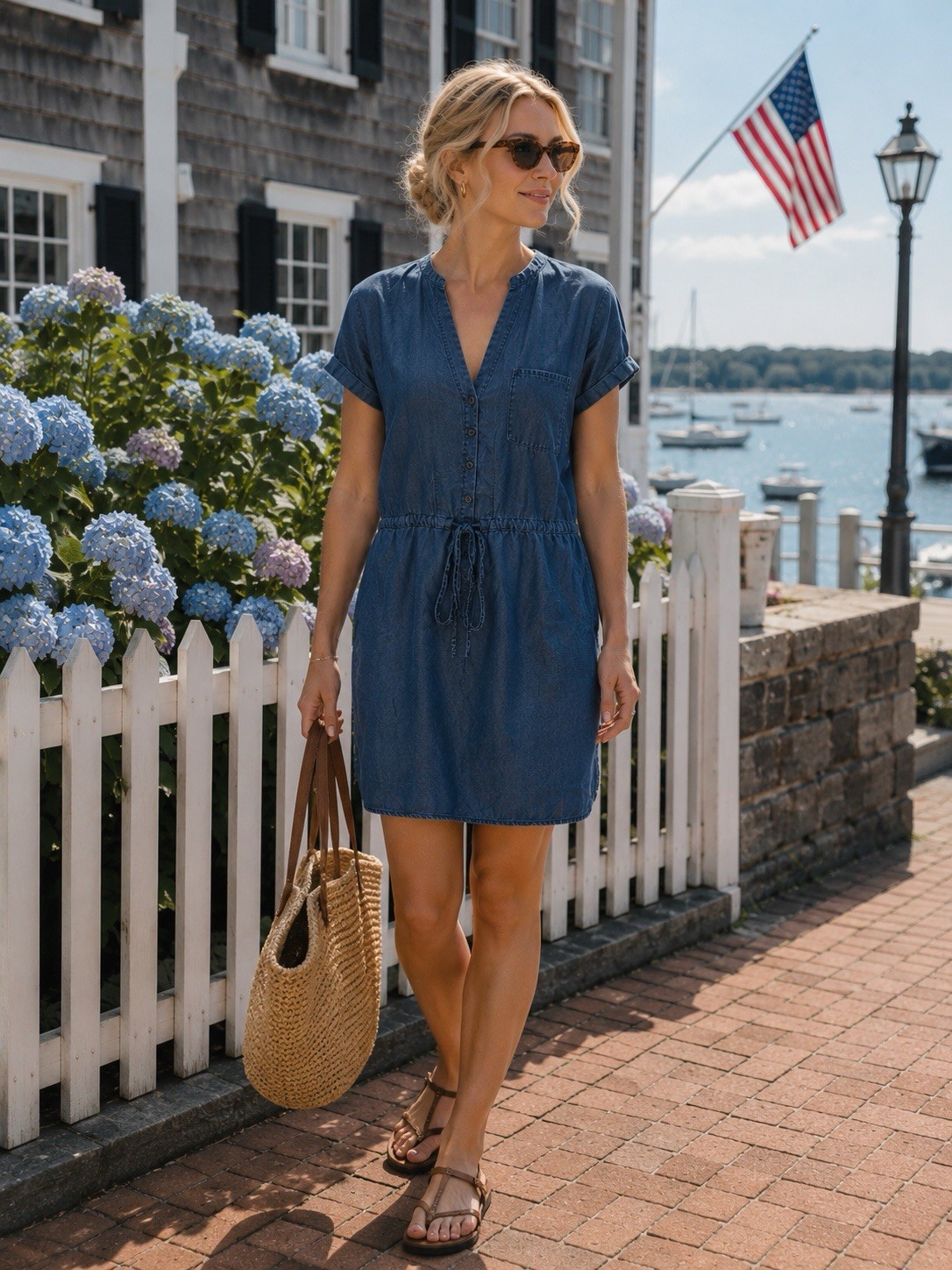 Tommy Bahama Women’s Blue Tencel Lyocell Short Sleeve Button Front Dress