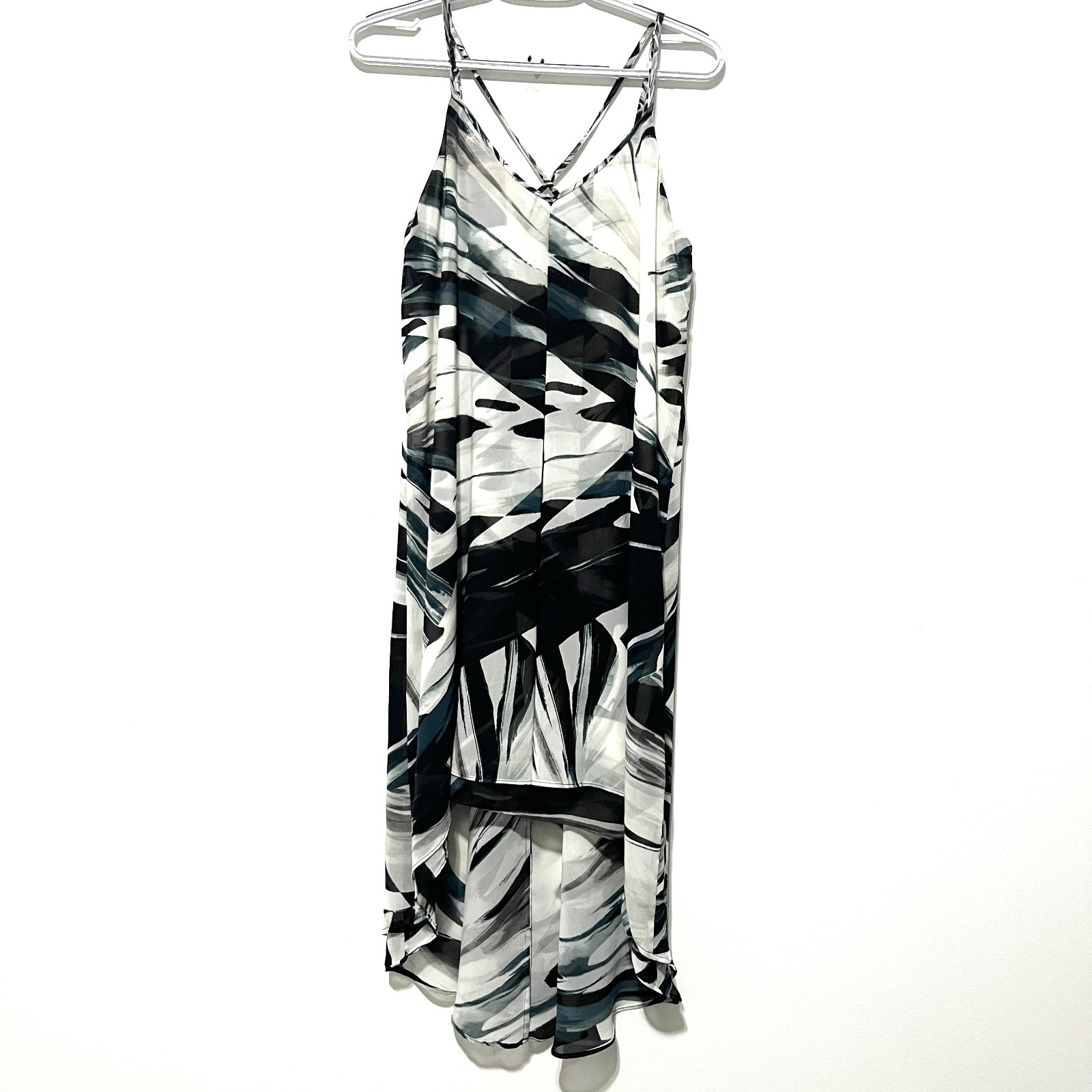 WHBM Womens Strappy Slip Dress 10 High Low Layered Resort Artsy Studio Gallery