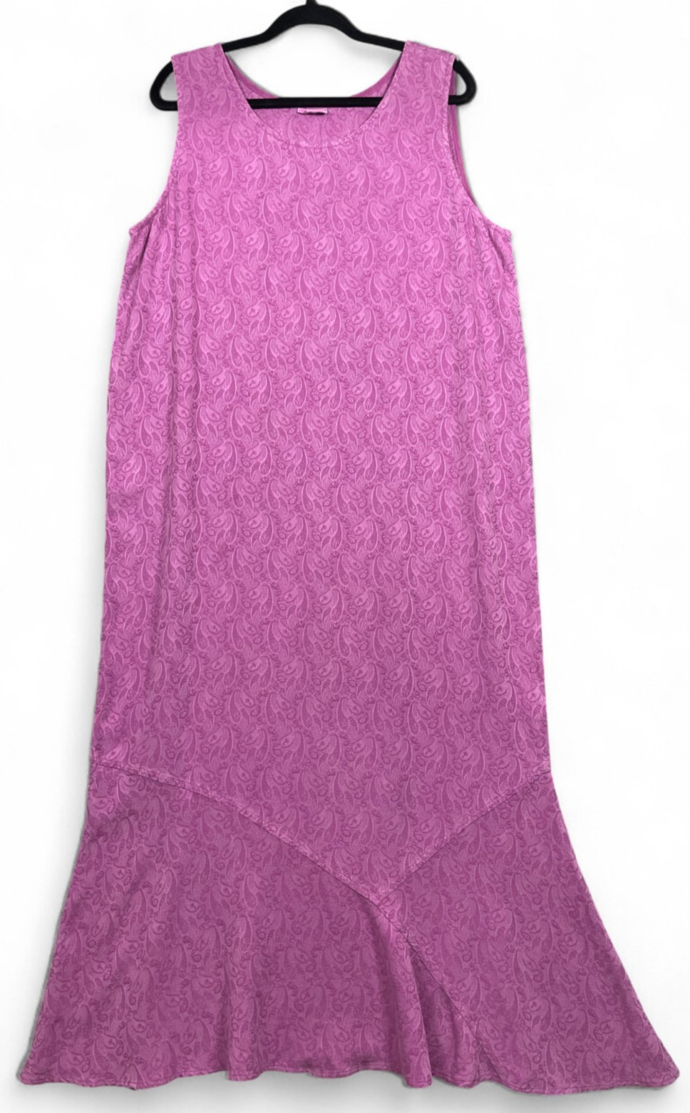 Vintage Tianello Maxi Dress Womens L Purple Pink Paisley Tencel Lagenlook Boho