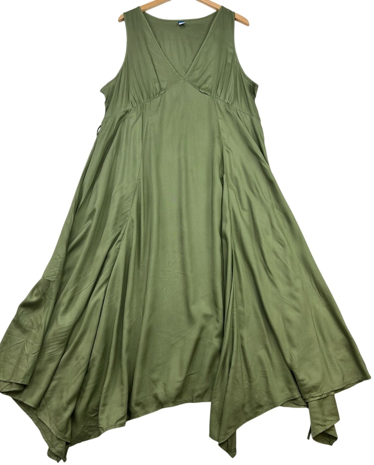Old Navy Womens Handkerchief Hem Maxi Dress Sleeveless Size XL Olive Green