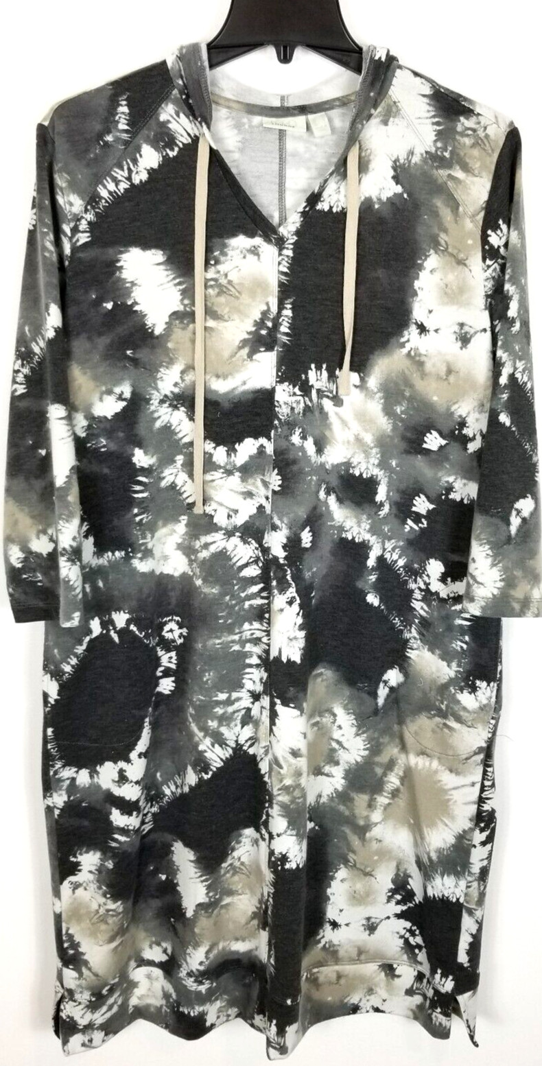 Logo Lori Goldstein Women Taupe French Terry Tie Dye Dress Size S Relaxed Hoodie