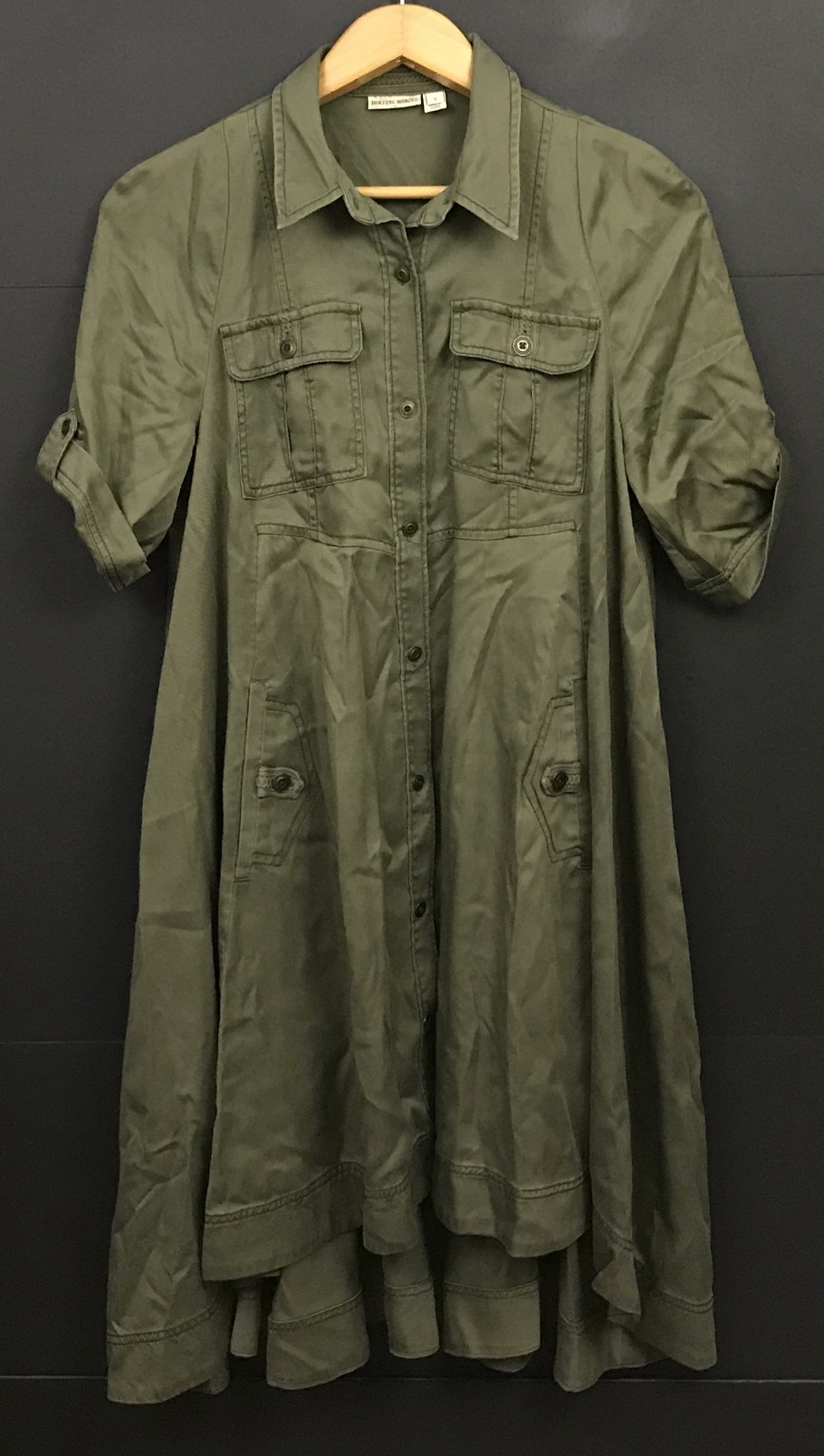 Anthropologie Holding Horses Military Swing Shirtdress in Olive Green Size 6