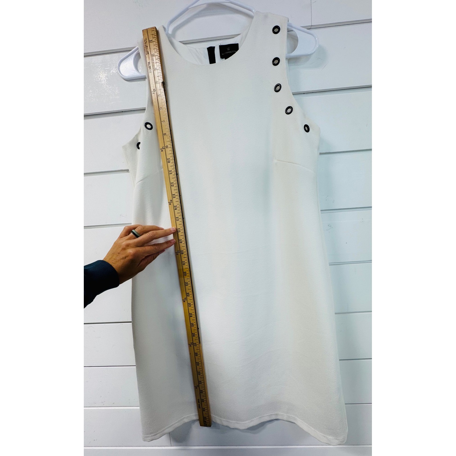 Worthington Womens Ivory White Grommet Sleeveless Shift Dress Size 6 Exposed Zip
