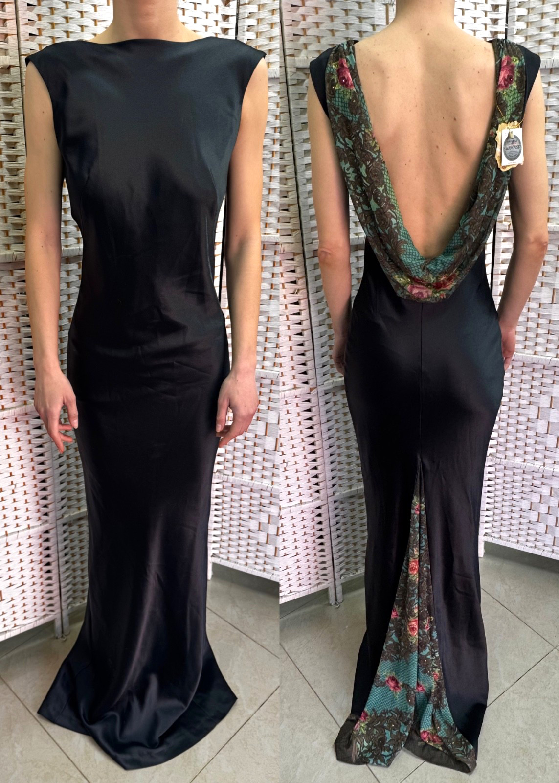 Michal Negrin Elegant Full length Black And Floral Dress Size – XS – NWT