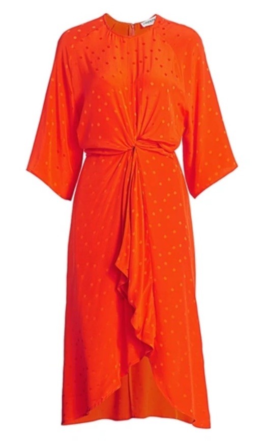 Essential Antwerp Women’s 36 US 4 Vayen Dot Knot Silk Midi Dress In Orange$495