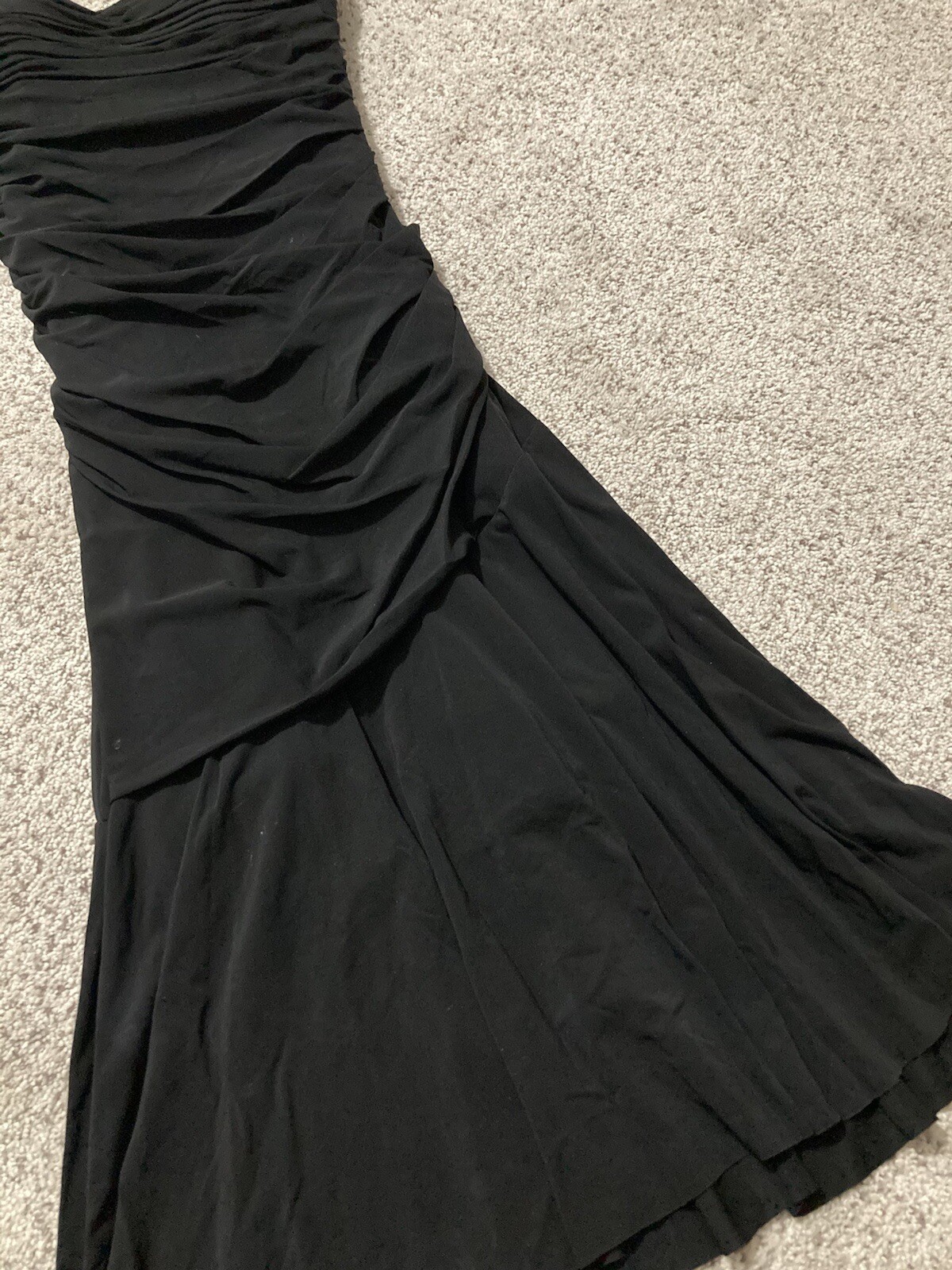 Niteline Black Beaded Strap Neckline Ruched Cocktail Dress Size 2 NWOT