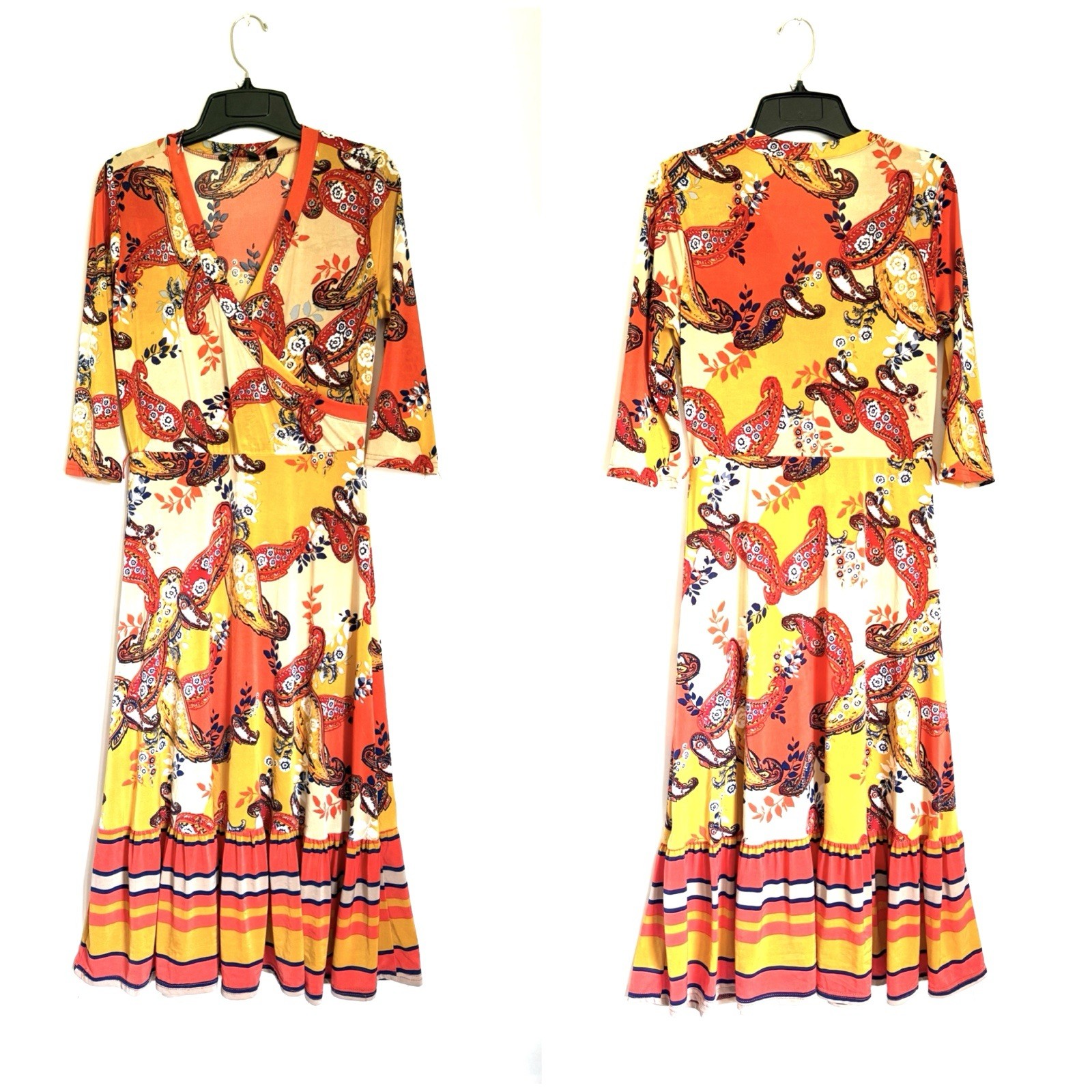 Mile Gabrielle Women S Vibrant Multicolor Paisley Madi Dress missing belt BOHO