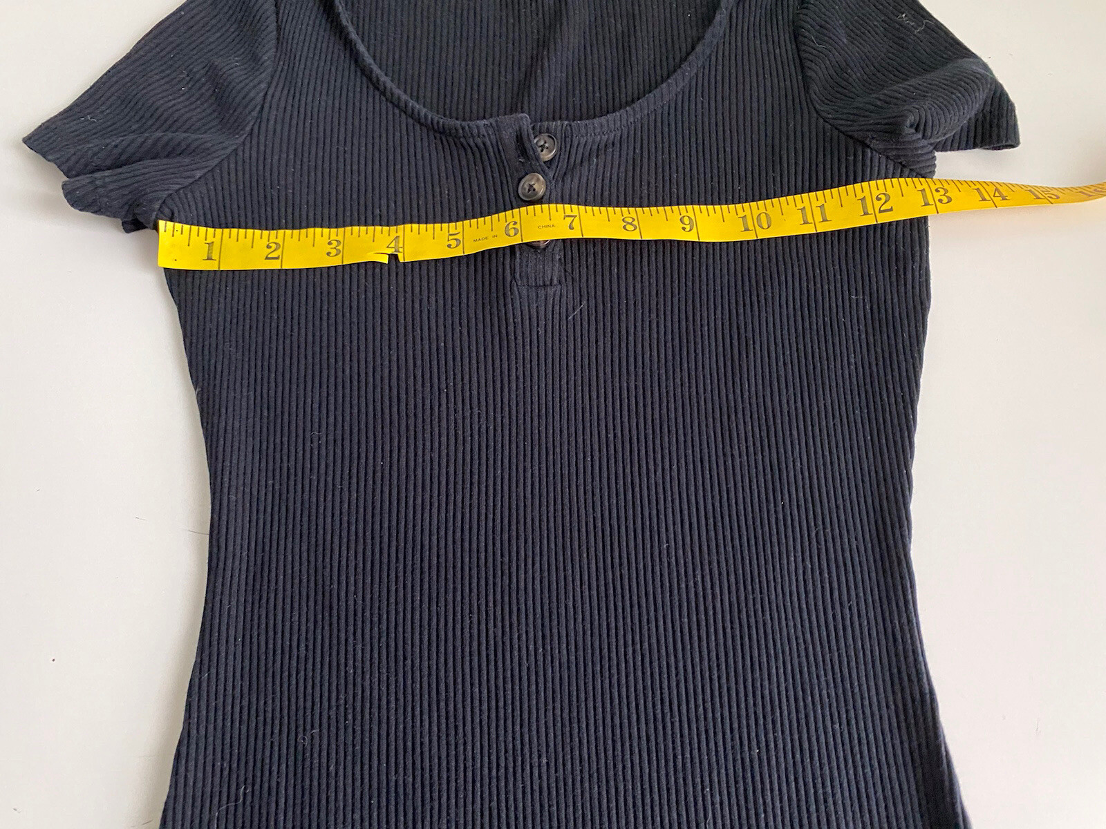Coton:On Button Front Short Sleeve Ribbed Mini Dress In Black Size XS Check Pic