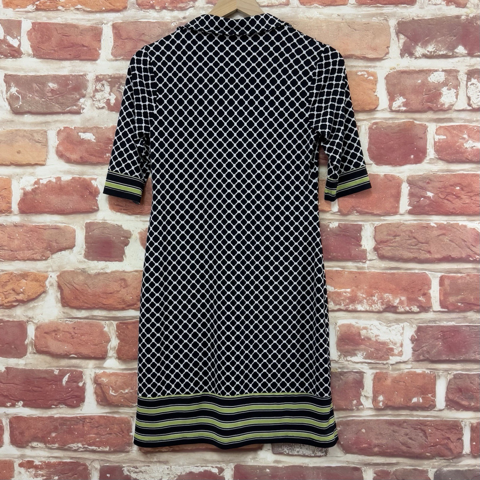 En Focus Studio Dress Womens 4 Black Multicolor Quatrefoil Striped Casual Work