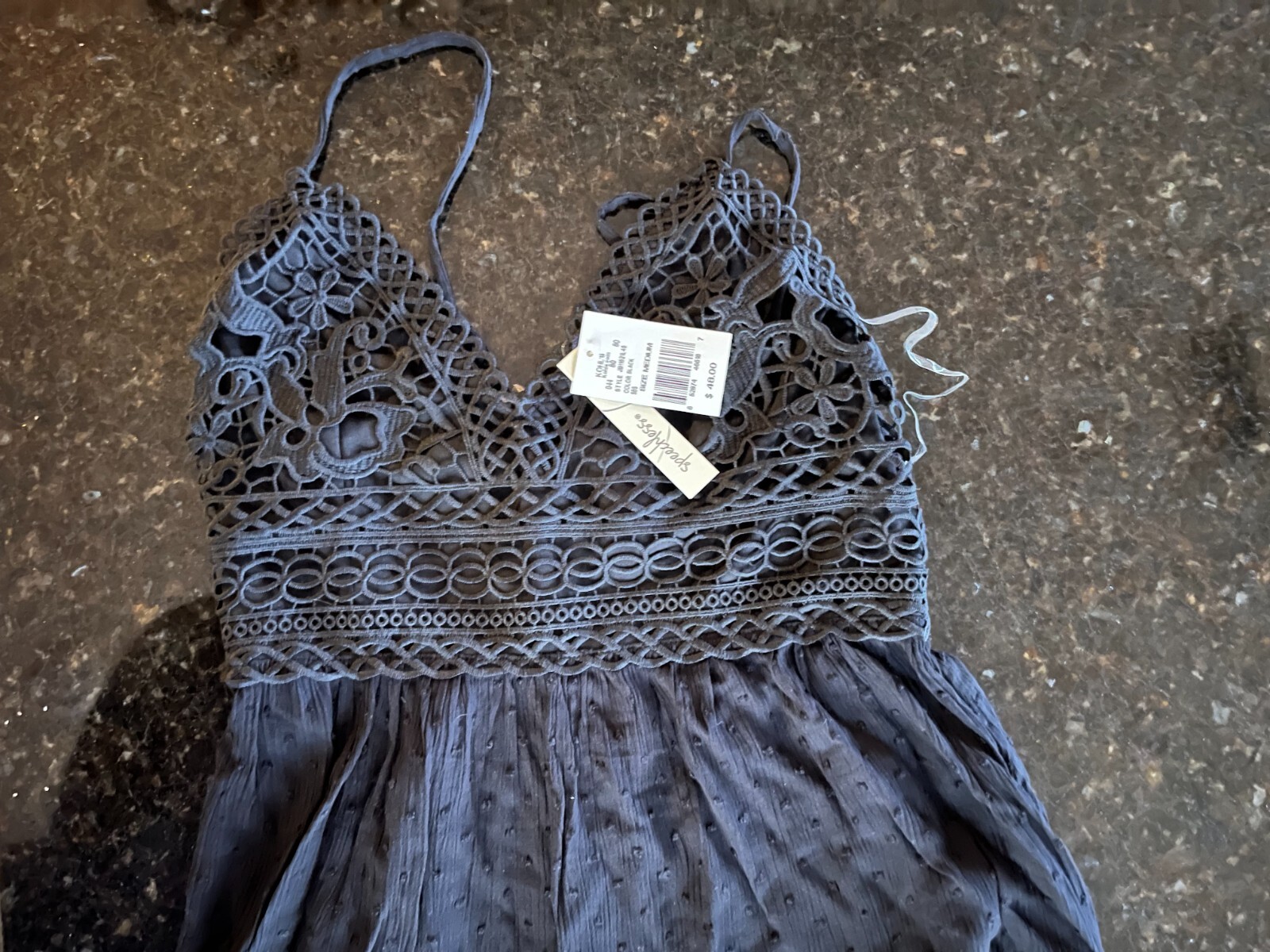Speechless Crochet Top Black Skater Dress Junior’s Sz Medium NWT