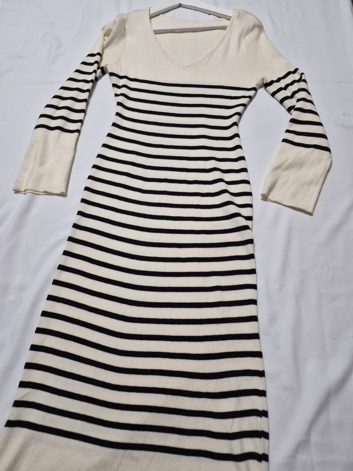 COMMENCE Knitted TURTLE NECK striped Cottagecore Fisherman Sweater Dress NWT XL
