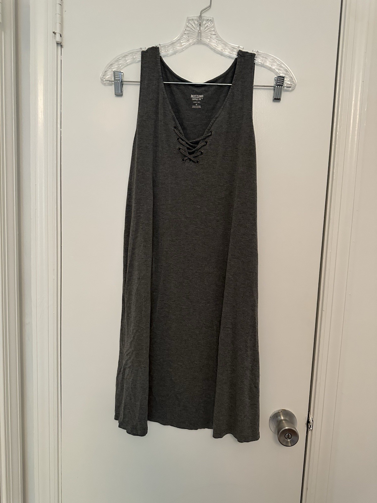 Mossimo Supply Co. Charcoal Lace-Up Sleeveless Tank Dress