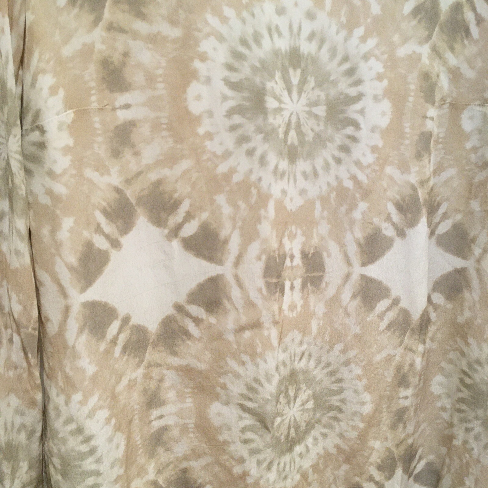 Winston White Bardot Dress Cream Tie Dye XS Boho Tassels Open Back Bell Sleeve