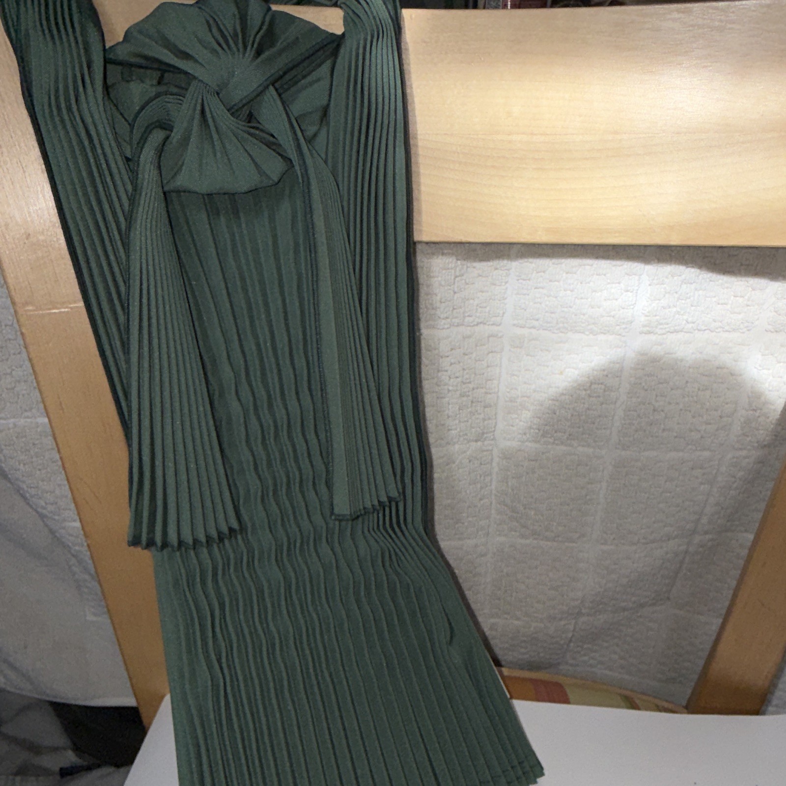 PLECO Green Solid Pleated Soft Purse Bag Made in Spain Tie Closure