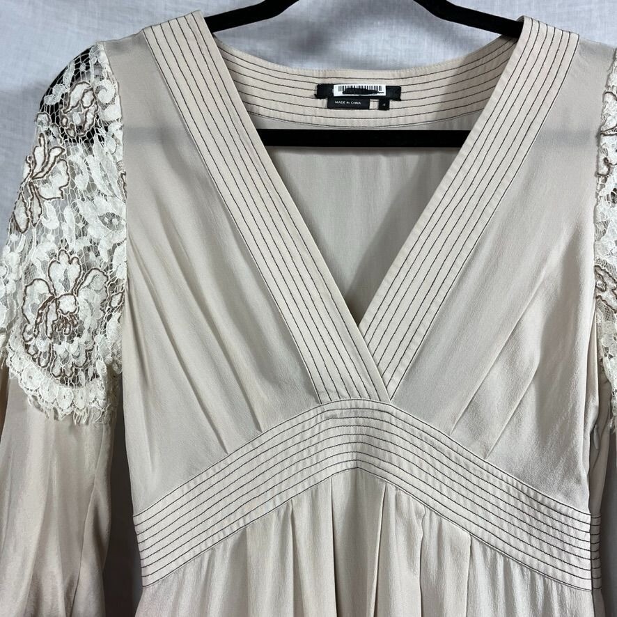 Banana Republic 100% Silk Special Occasion Dress Womens 4 Empire Romantic Lace