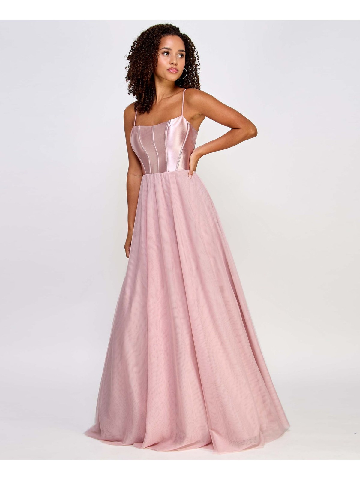 CITY STUDIO Womens Spaghetti Strap Full-Length Formal A-Line Dress