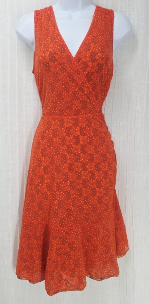 CAbi Reversible Midi Flip Dress Floral & Dots Wide Strap Cinched Accents👗#6370