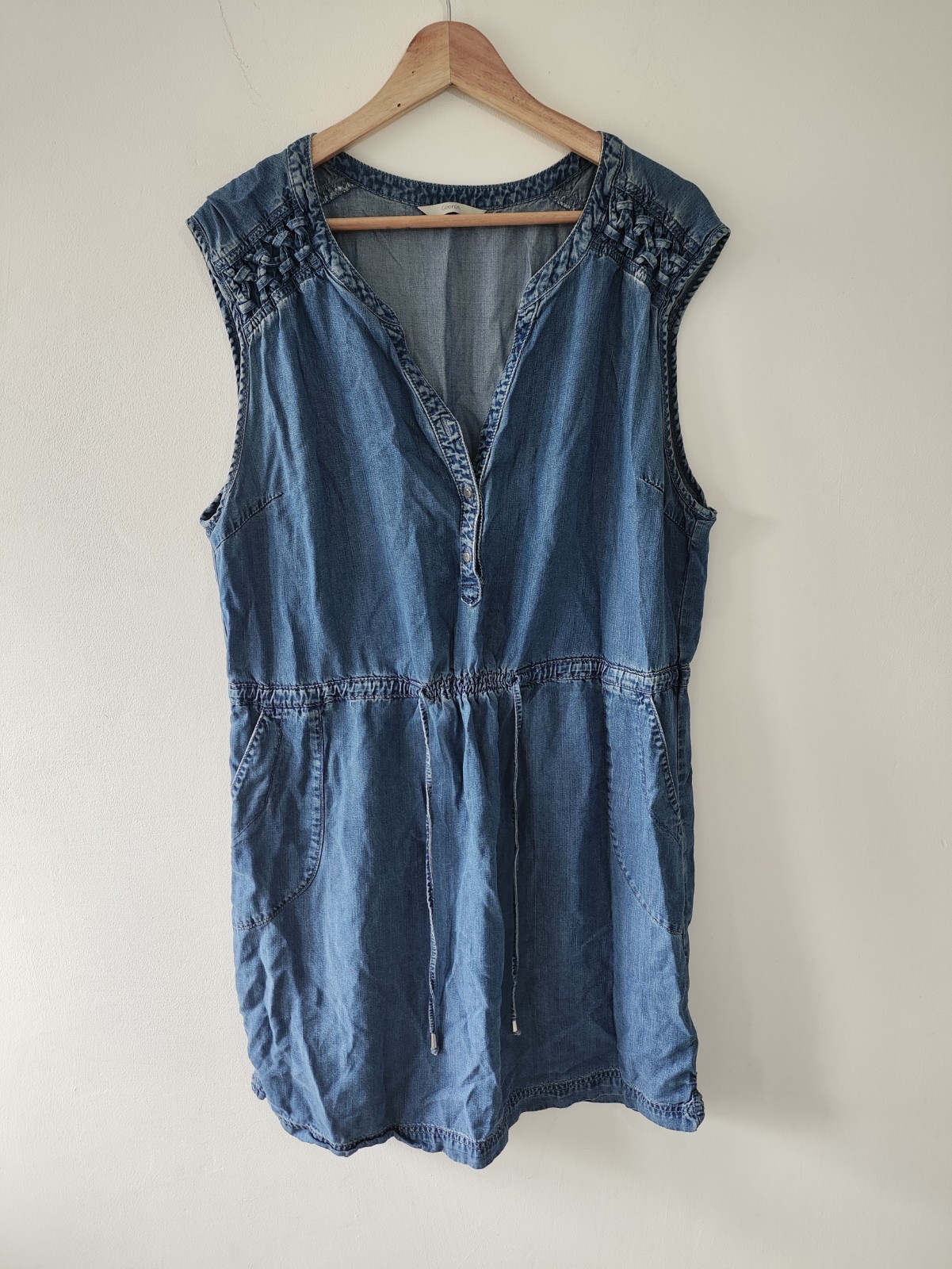 George womens Knee Dress Size 18 Casual Blue Sleeveless Summer Denim Vneck