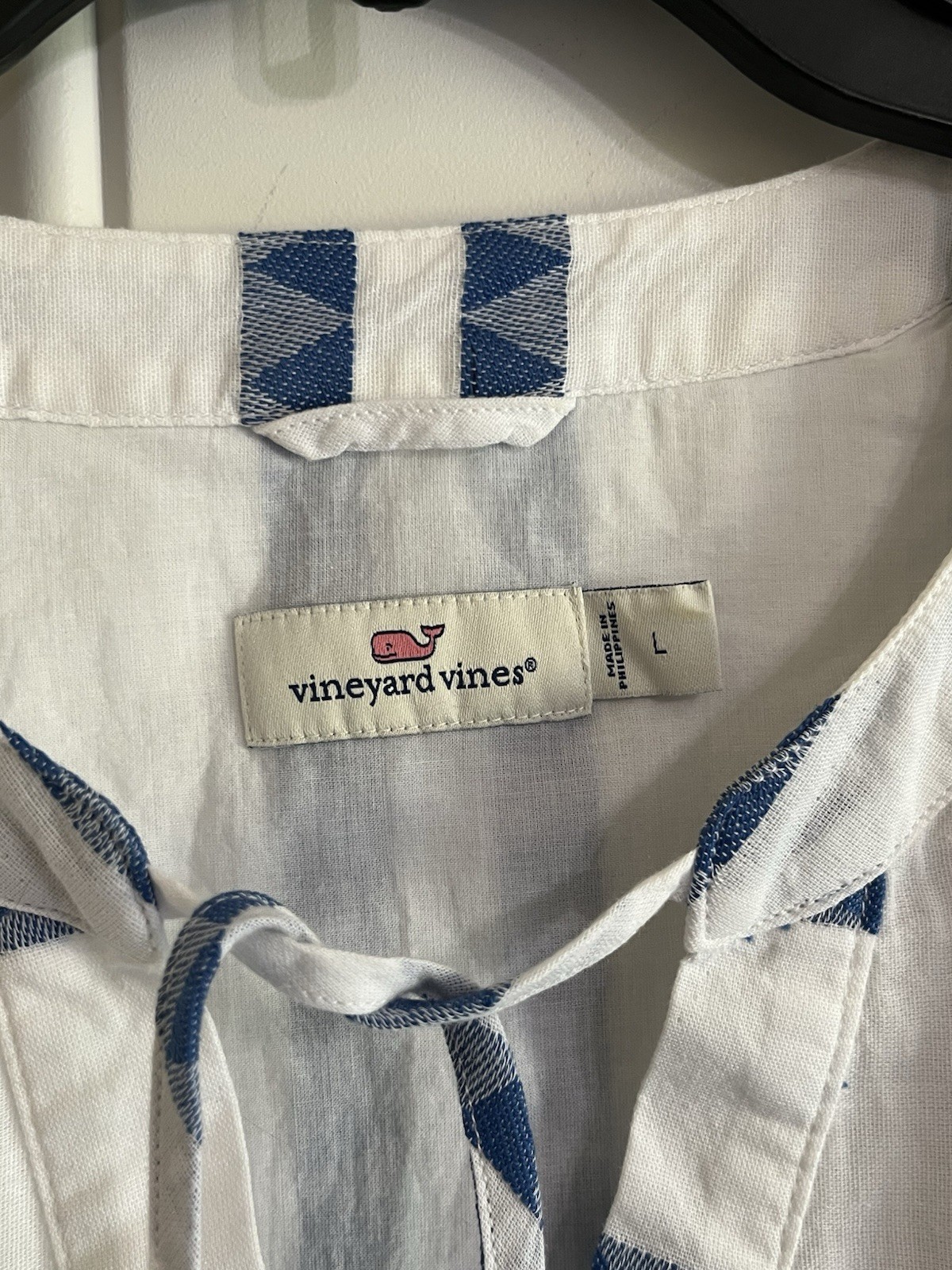 Vineyard Vines Harbor Performance Dress Women’s L White Blue Tunic Preppy Beach