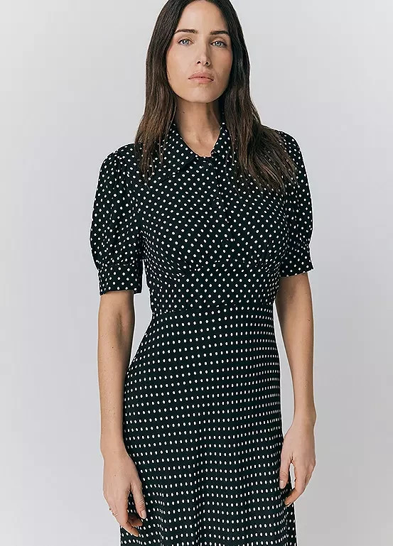 Ghost London Wilma Crepe Polka Dot Midi Tea Dress – Size 3XL – LB 3002