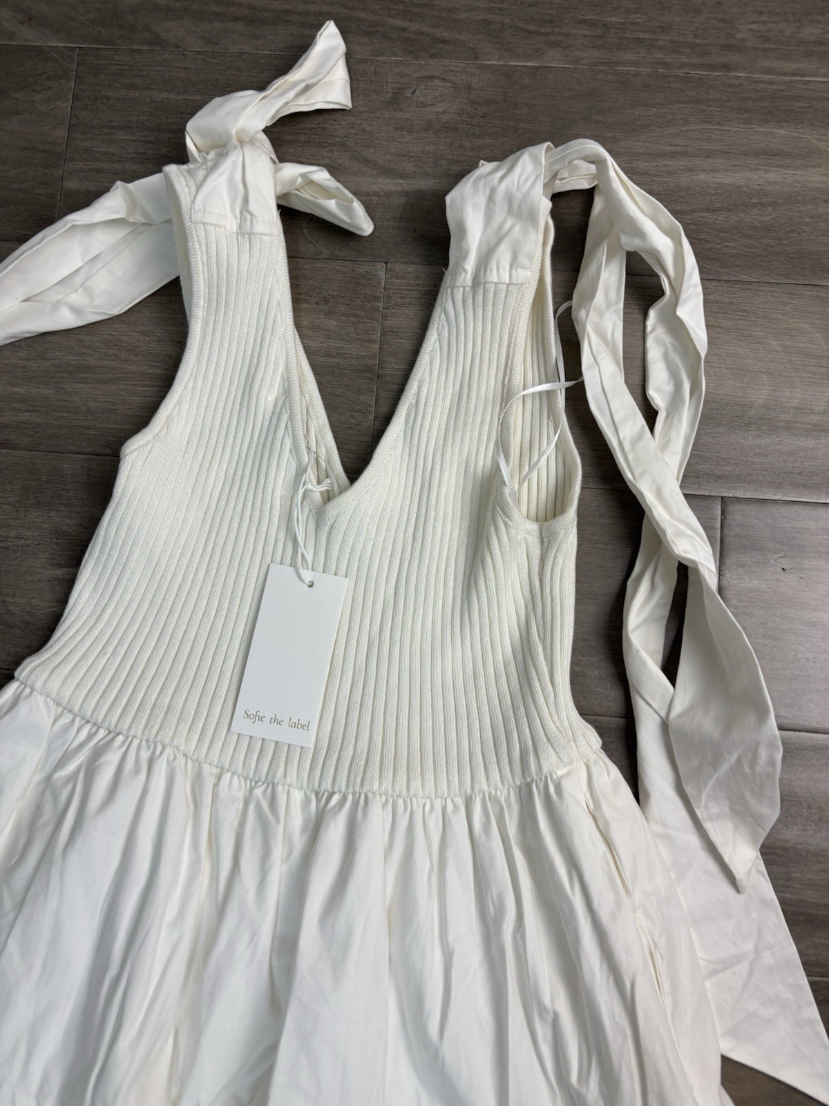 NWT Sofie The Label Sienna Rib Knit Tiered Midi Dress Sz S Off White