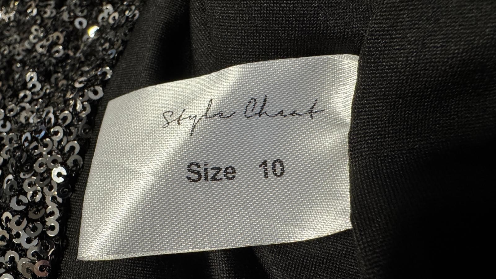 Style Cheat Evelyn Sequin Bow Back Mini Dress Black Size 10 NWT