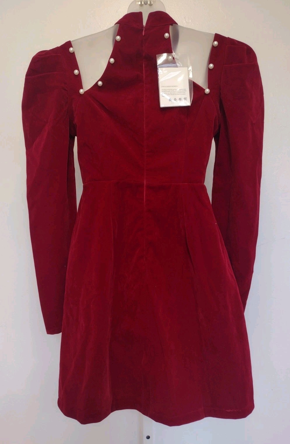 Velvet Pearl Embellished Mini Dress Gothic Victorian Cutout Korean M NWT