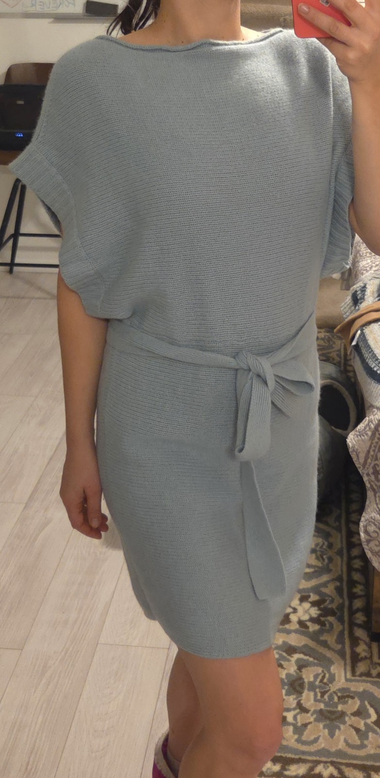 Marilyn Moore Cashmere Blend Mini Sweater Dress Sleeveless Size Small Pale Blue