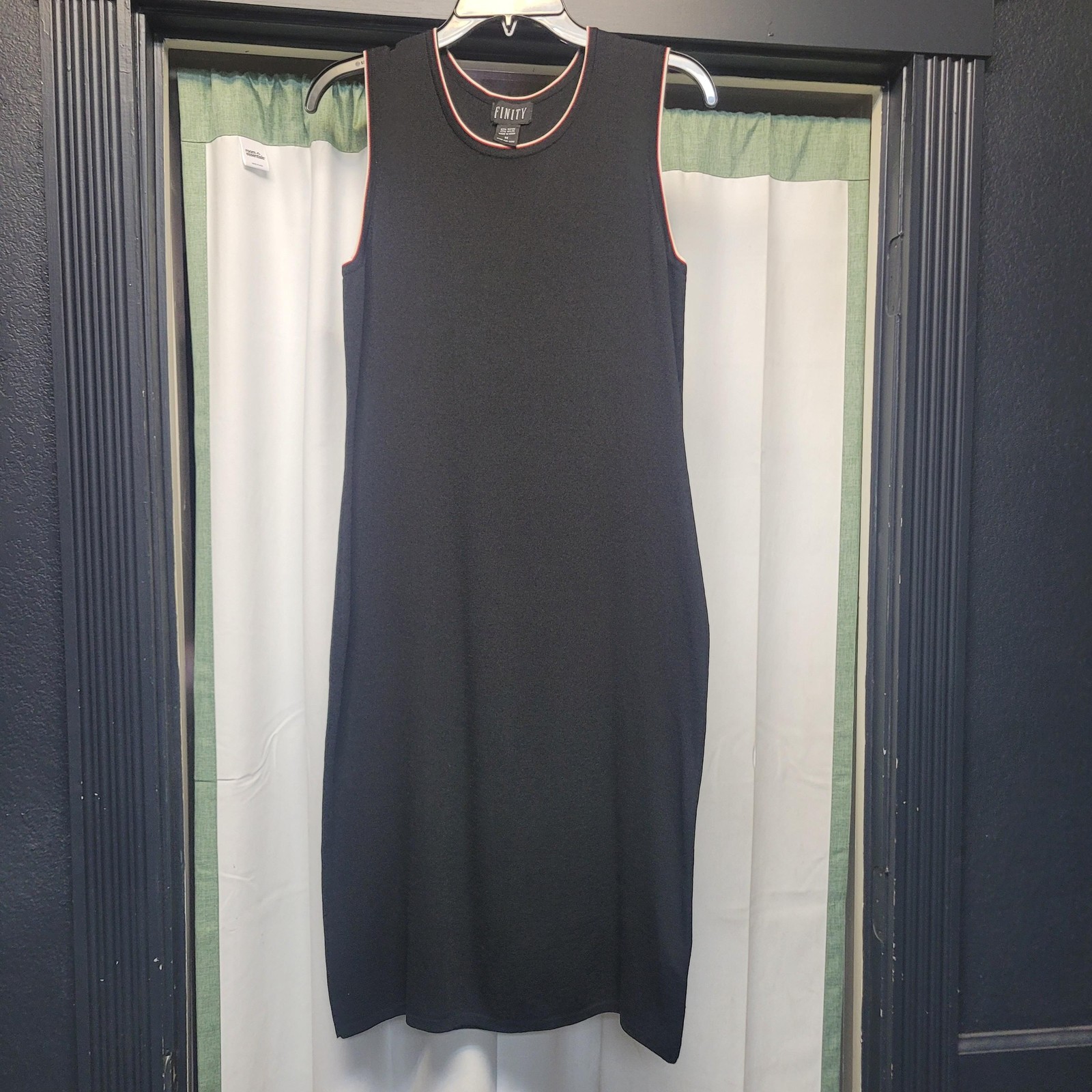 Finity Dress Womens Medium Black Sleeveless Knit Tank Sheath Workwear Office