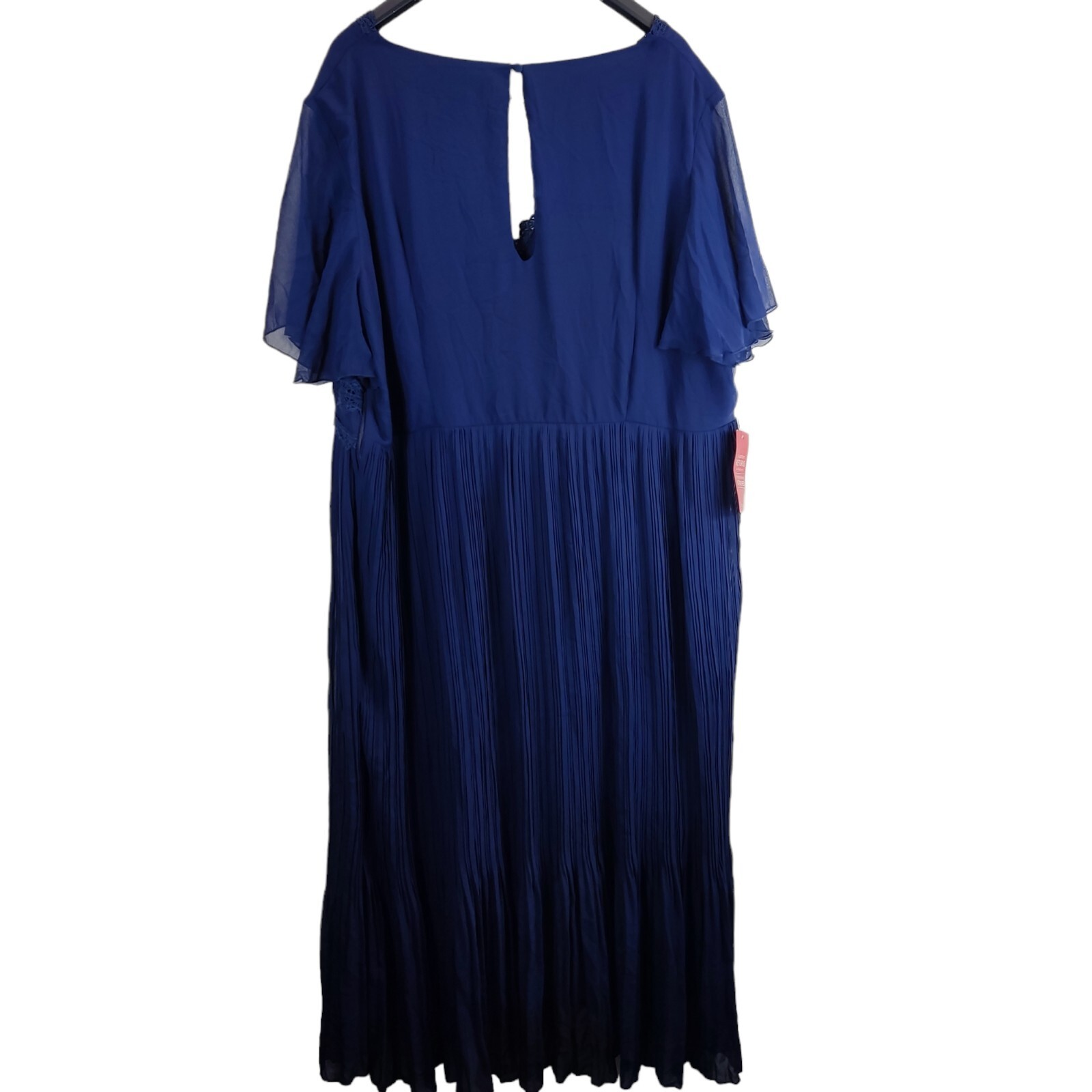 little mistress womens dress navy v-neck short sleeve pleated uk size 26 free pp