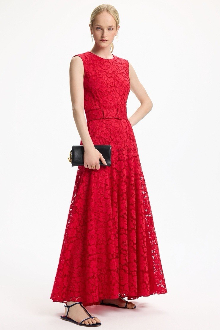Carolina Herrera FLORAL LACE MIDI DRESS $ 1100 Size 10