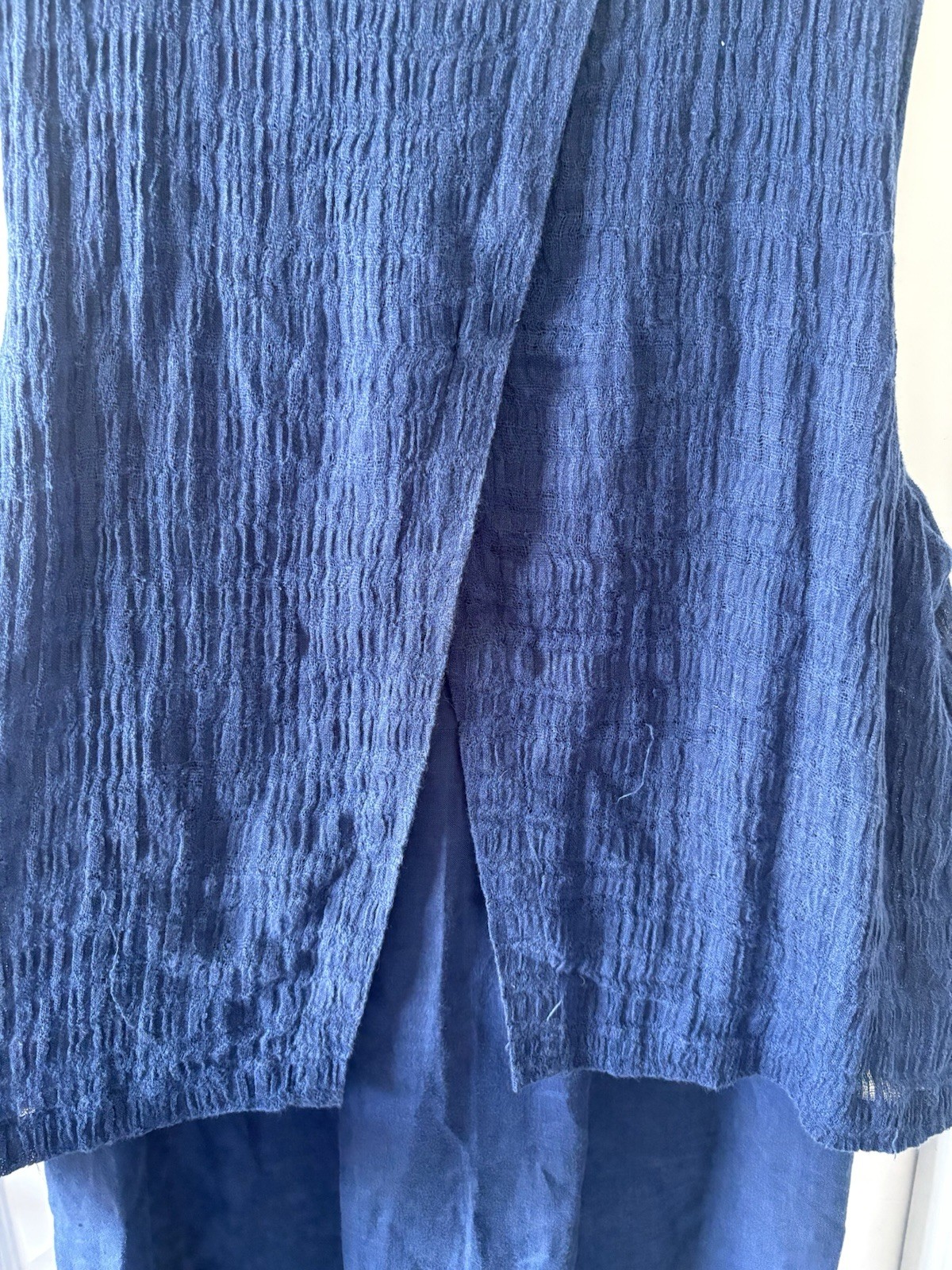 J. Jill Love Linen Layered Shift Dress XL Blue Sleeveless Textured Lagenlook