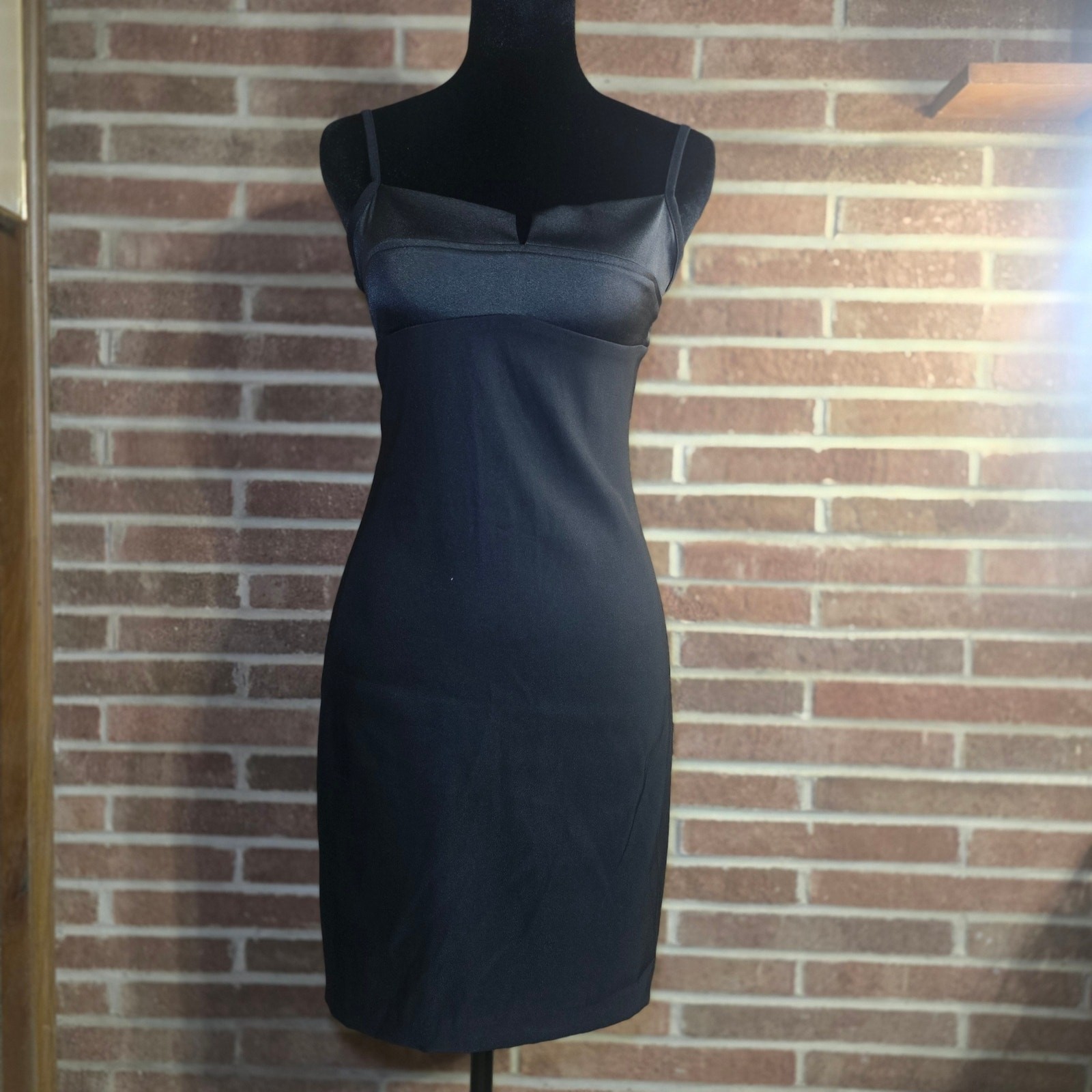 Vintage 90s My Michelle Black Satin Bustier Mini Dress Size 3/4 Made in USA LBD