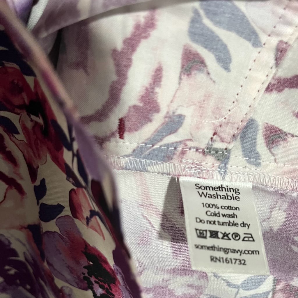 Something Navy Floral Ruffle Print Shift Dress Size Large