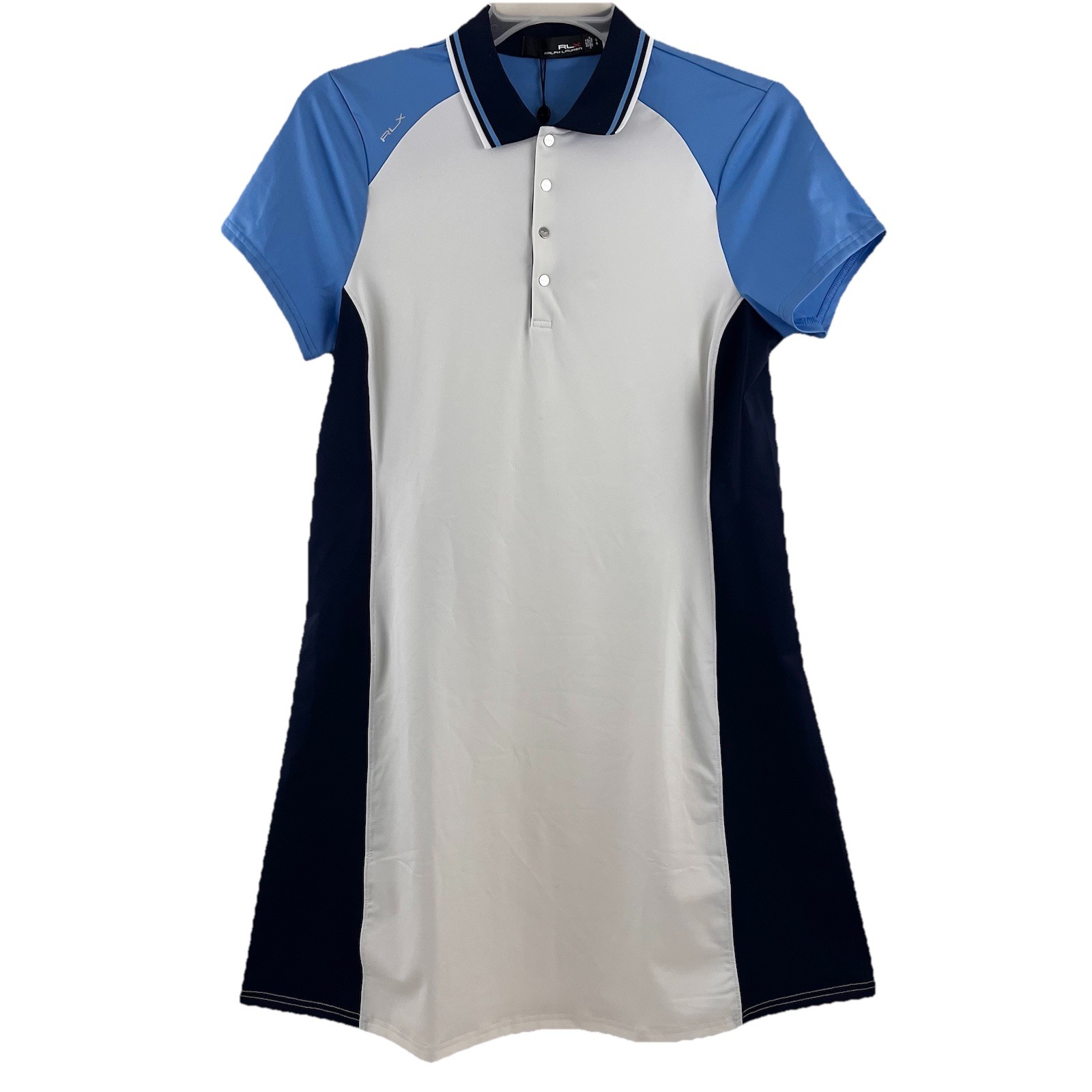 RLX Ralph Lauren Color Blocked Stretch Polo Dress Womens L Snap Golf Pullover