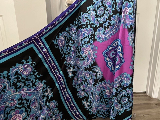 Vintage Rubbery Ducky Productions Paisley Print Scarf Maxi Dress Sz. Medium