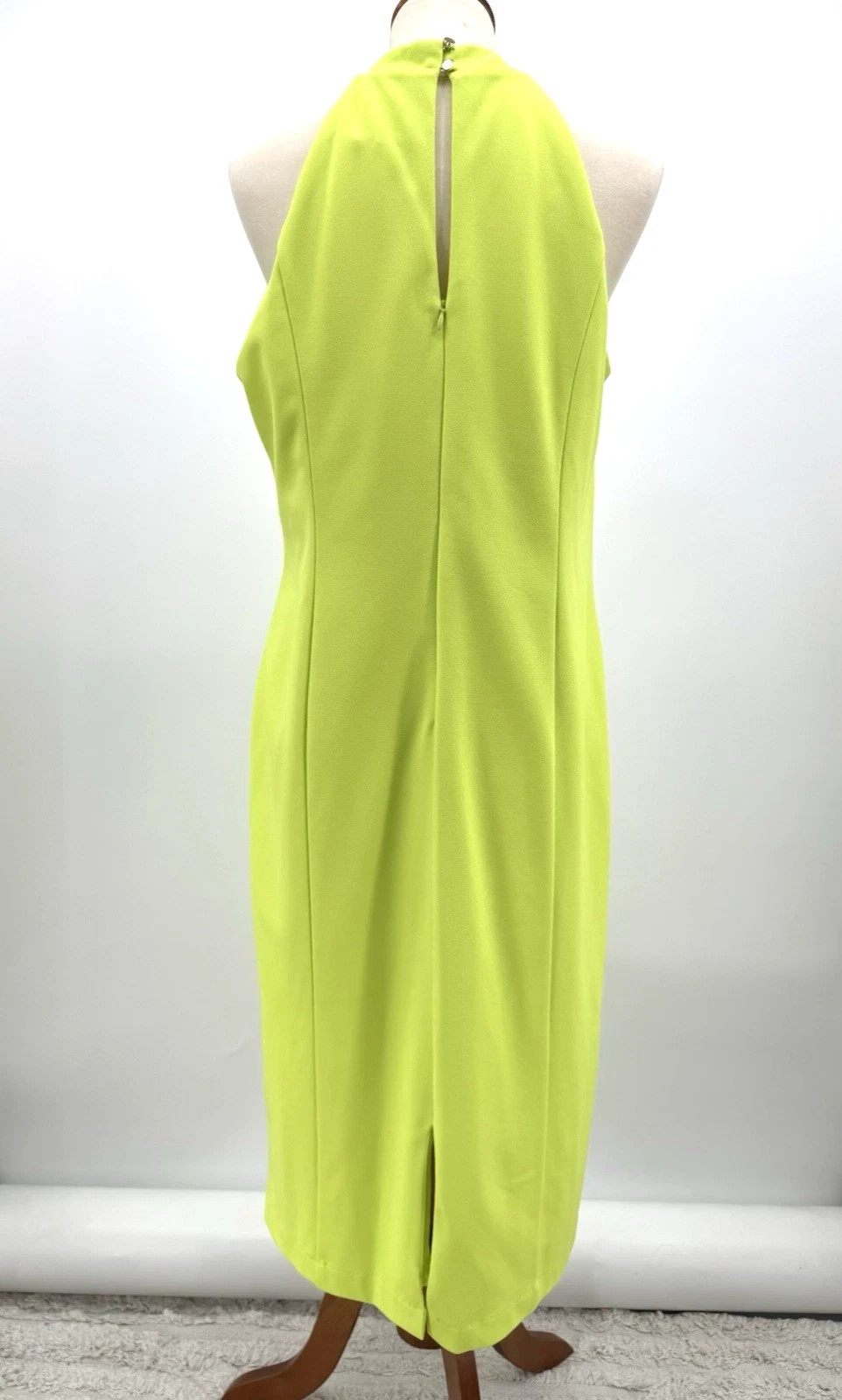 Julia Jordan womens Neon Lime Twist Neck Halter Long Midi Sheath Dress size 12