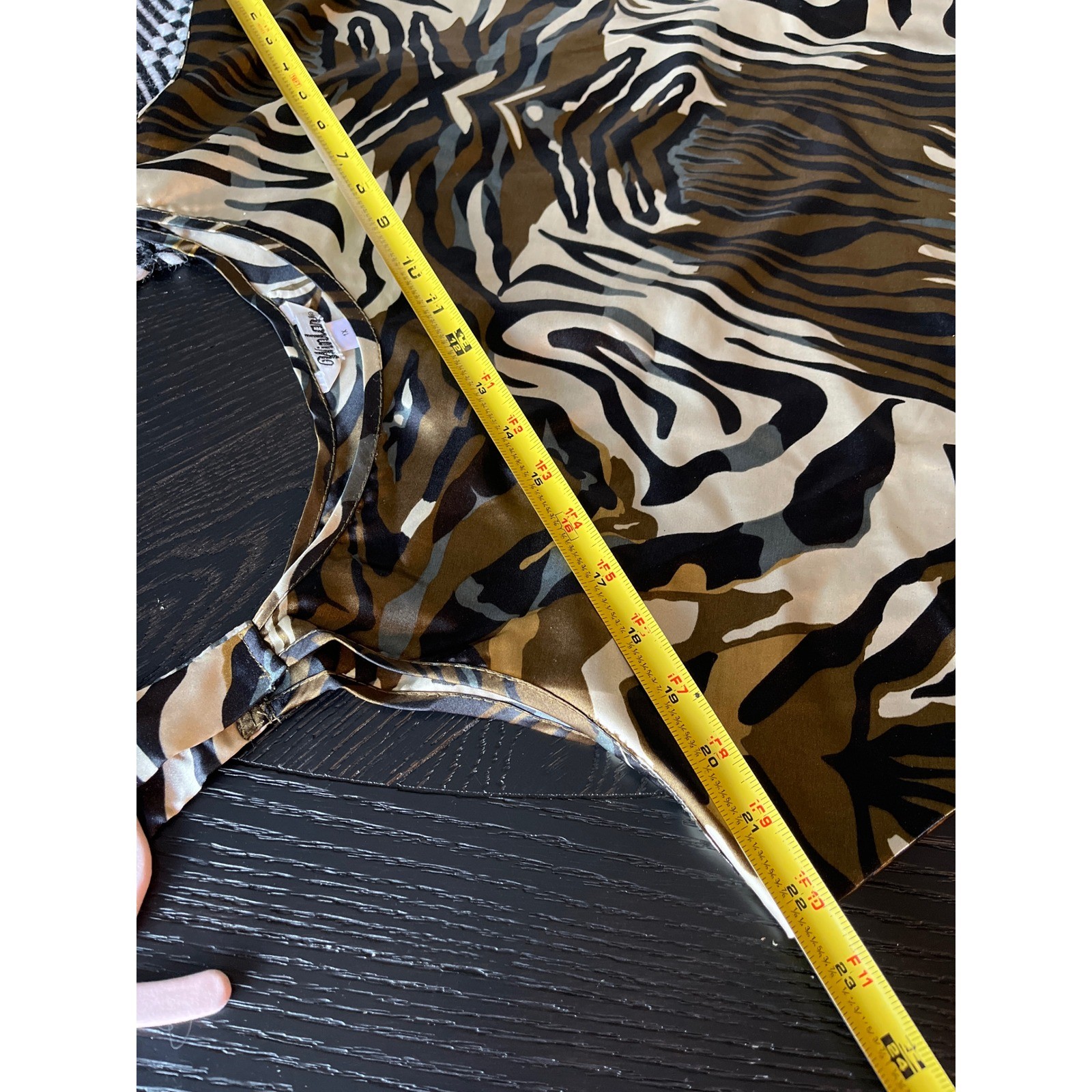 Winlar Zebra Animal Print Satin Slip Dress Brown Tan Black Sleeveless 1X