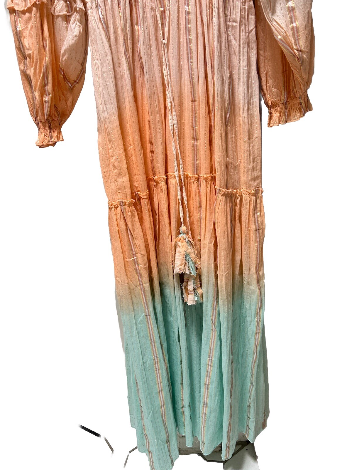 Miss June Paris Cotton Boho Chic Beachy Maxi Ombre Tie Dye Lame O/S NWT