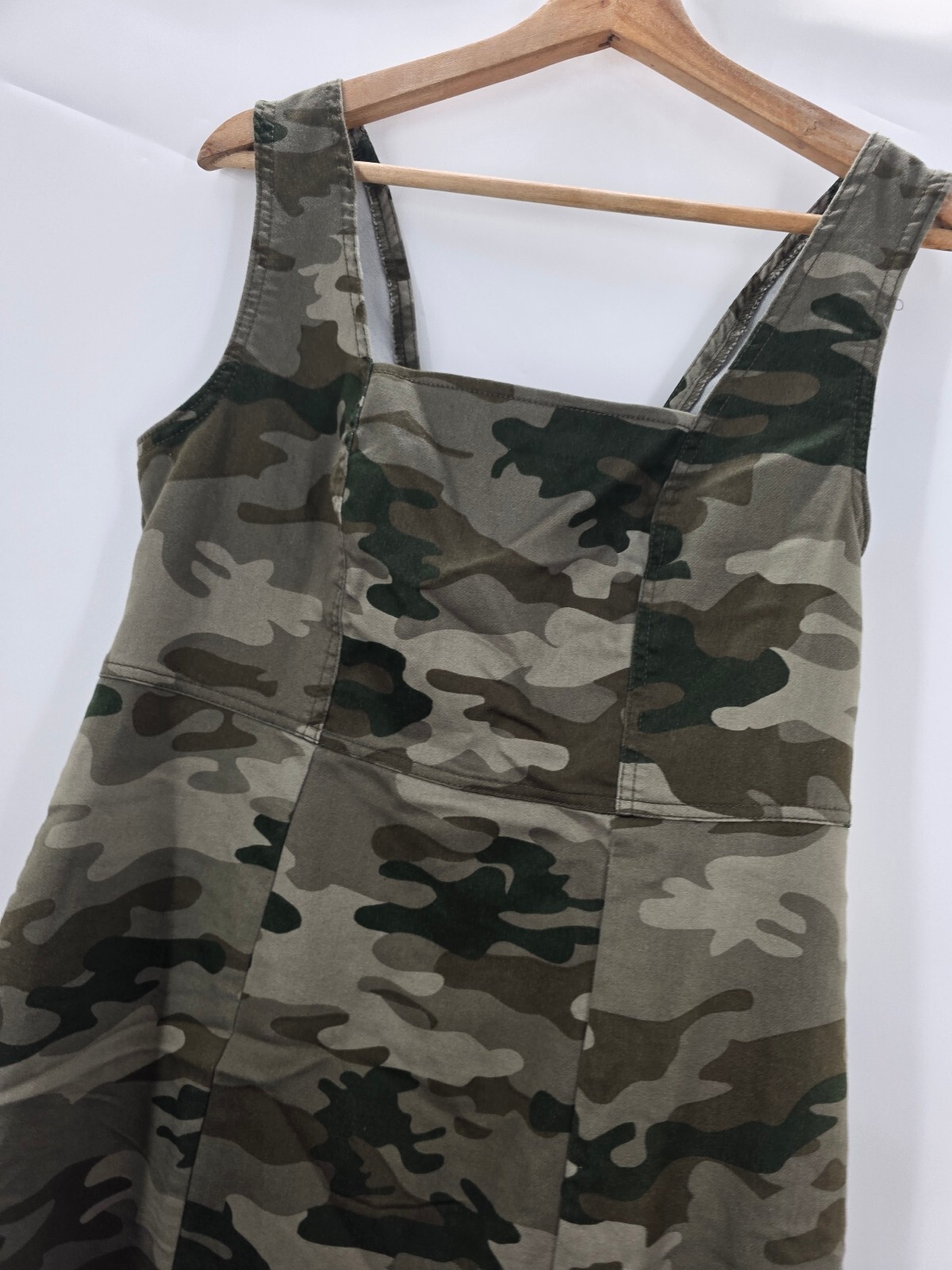 Camouflage Print Sleeveless Mini Dress with Square Neck