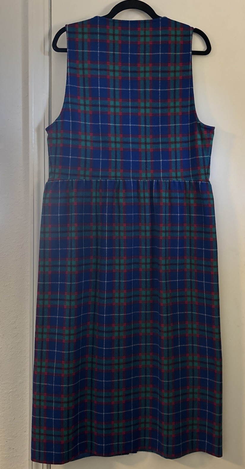 VTG Pendleton 100% Virgin Wool Plaid Long Button Up Jumper W/Pockets Size 12 USA