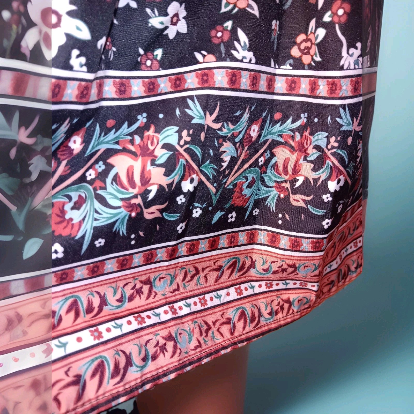 Misslook brand Boho Polyester Blend button font Mini Dress Floral Print XXL