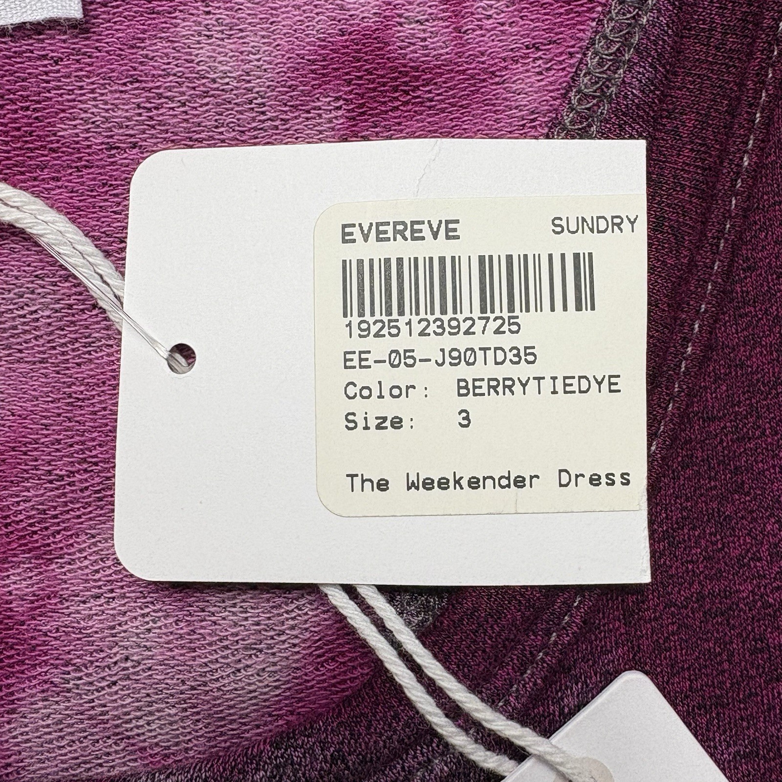 NEW Sundry for Evereve The Weekender Berry Tie Dye Racerback Dress L Pockets $98