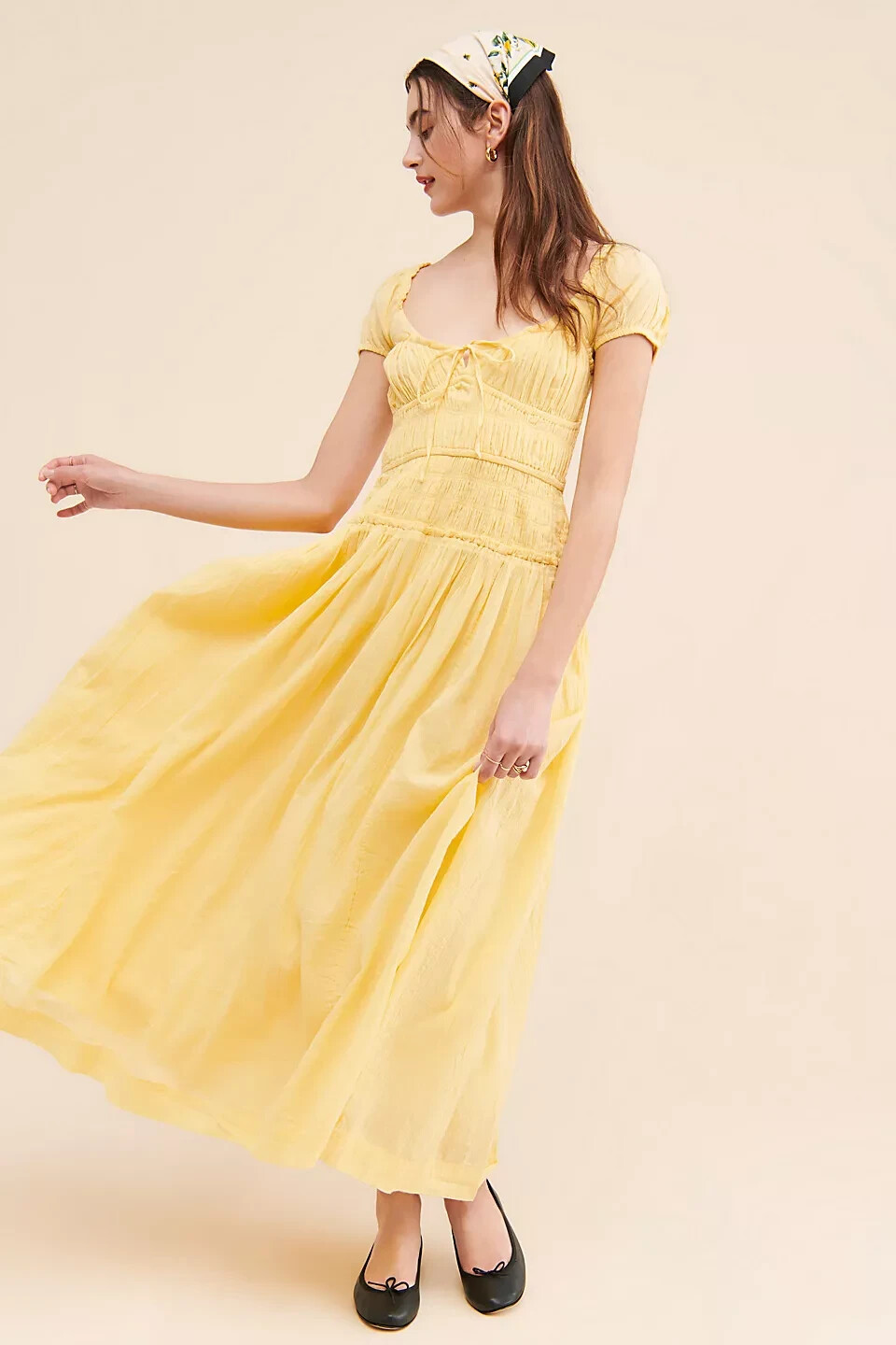 Free People Feeling Bonita Midi Dress XL Women Free-est Yellow Cotton Maxi 46661