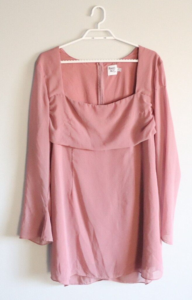 Princess Polly Women’s Blush Pink US 12 Square Neck Long Sleeve Midi Party Dress