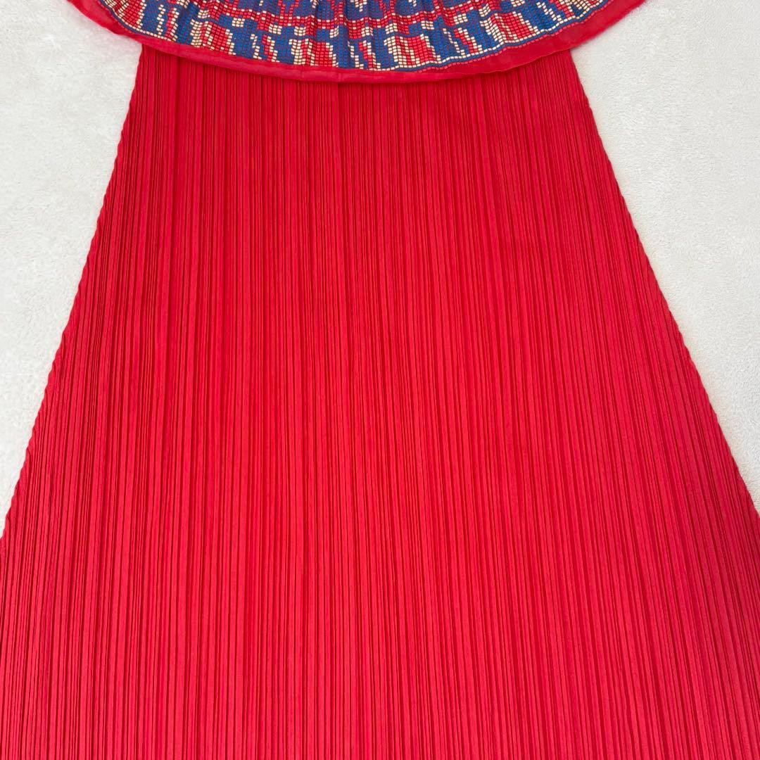 Used Very beautiful item✨PLEATS PLEASE Pleats long dress red variant